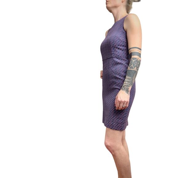 Women's LOFT Navy & Pink Sleeveless High Neck Tweed Dress - Size 4P - Picture 7 of 8